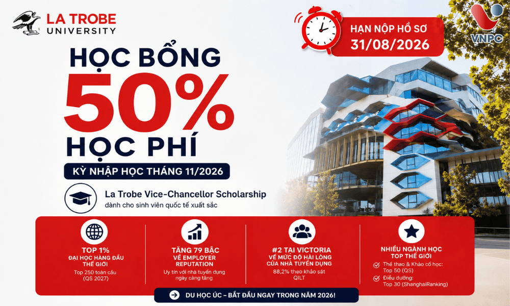 Học Bổng La Trobe University Lên Đến 50% Học Phí Năm 2026